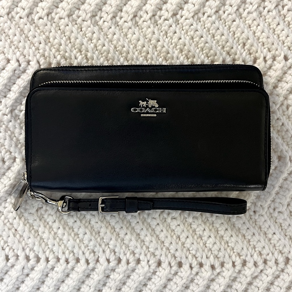 Coach Madison Leather Double Zip Accordion Wallet (Wristlet)